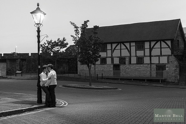 Same sex wedding Southampton city centre night time wedding photographs