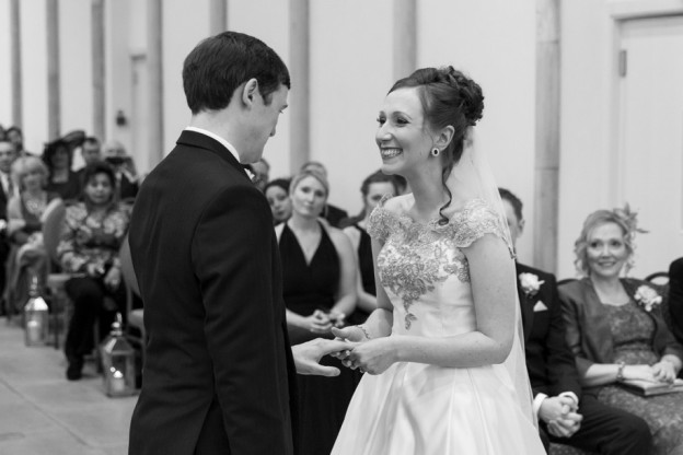 Happy Bride and Groom during their Highcliffe Castle wedding ceremony