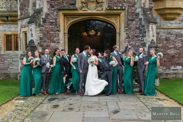 Fun Bridal party photographs at a Rhinefield House winter wedding