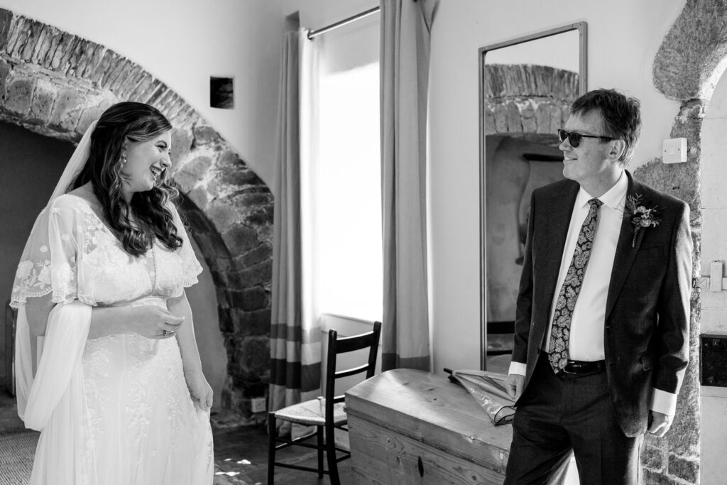 Natural candid wedding photography at The Great Barn Devon