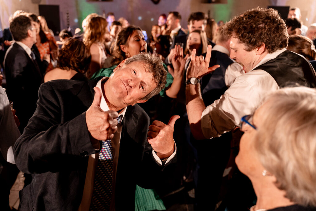 Fun evening party and full dance floor at The Great Barn Devon wedding
