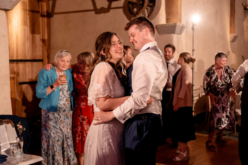Fun evening party and full dance floor at The Great Barn Devon wedding