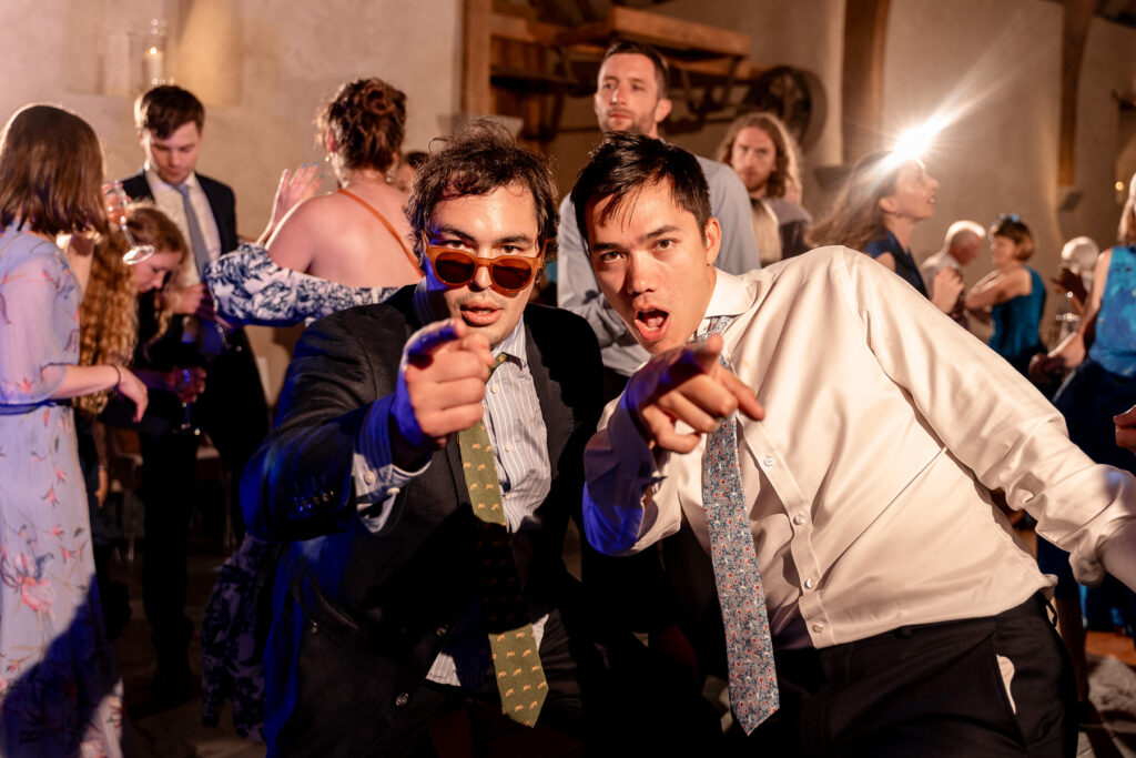 Fun evening party and full dance floor at The Great Barn Devon wedding