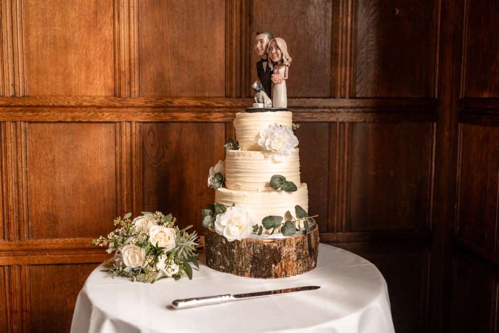 Elegant black-tie wedding reception setup at Rhinefield House Hotel.