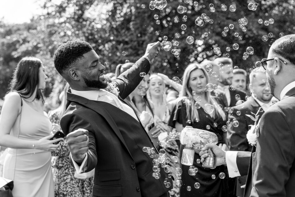 reception drinks at a Summer wedding at Audleys Wood