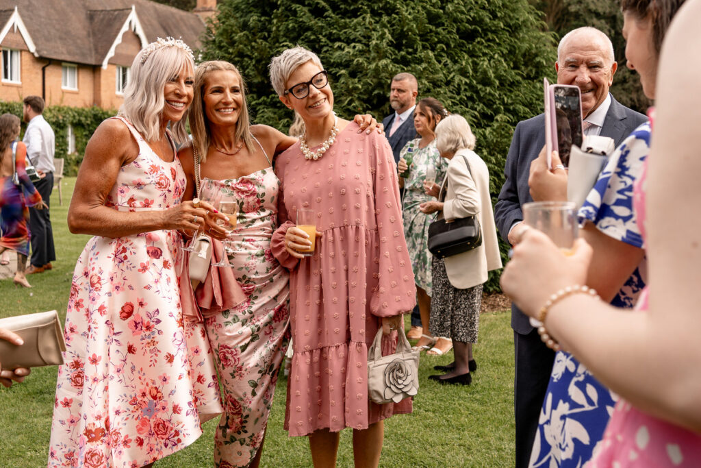 reception drinks at a Summer wedding at Audleys Wood