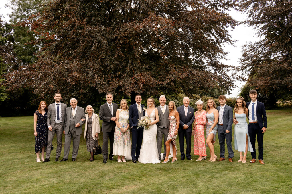 family photos at a Summer wedding at Audleys Wood