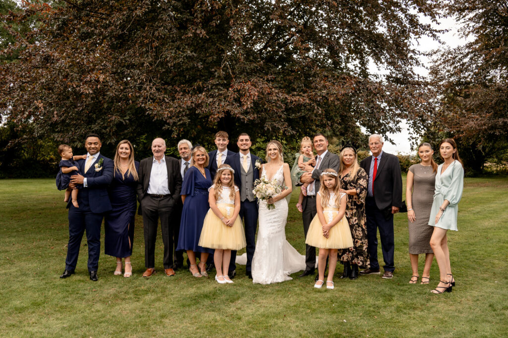 family photos at a Summer wedding at Audleys Wood