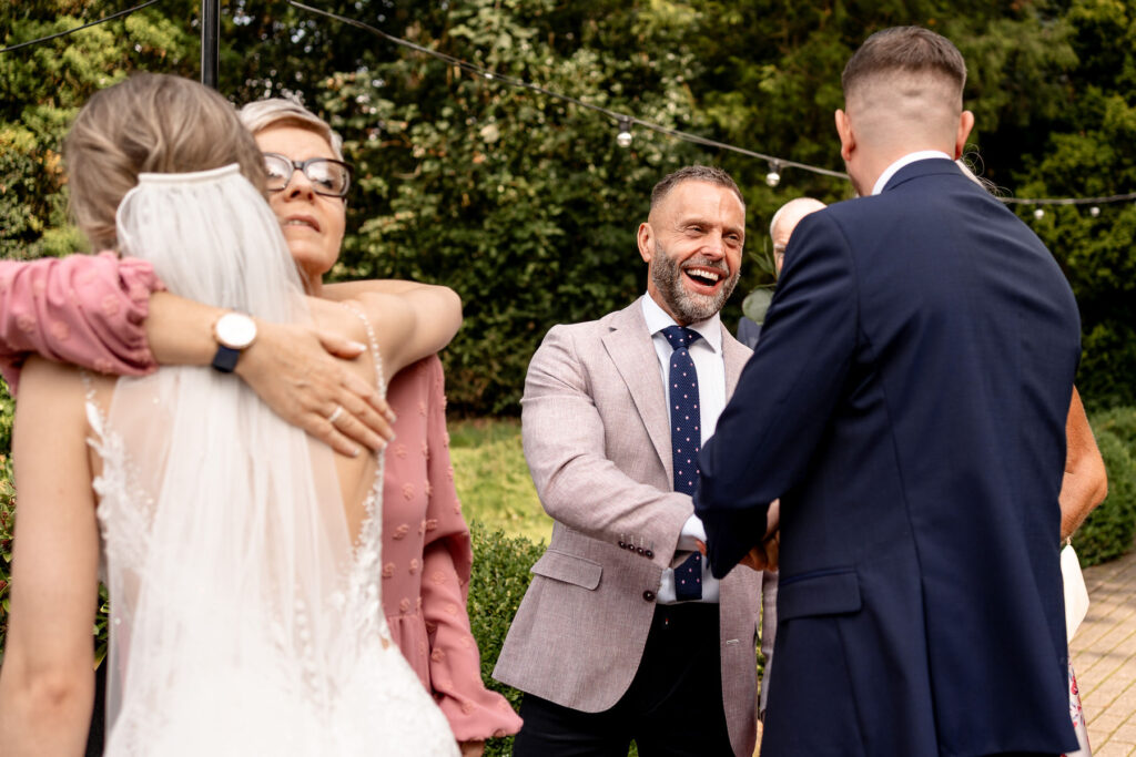 receiving line at a Summer wedding at Audleys Wood
