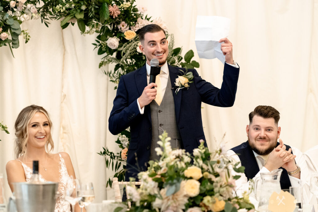 Grooms speech at a Summer wedding at Audleys Wood