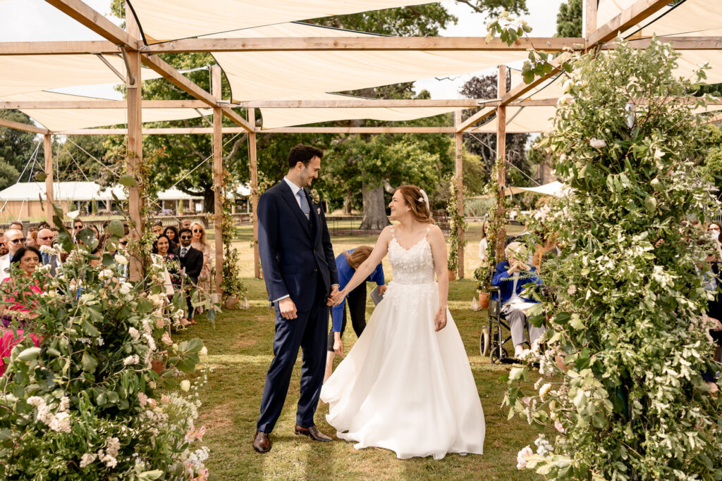 Outdoor wedding ceremony at Pylewell Park