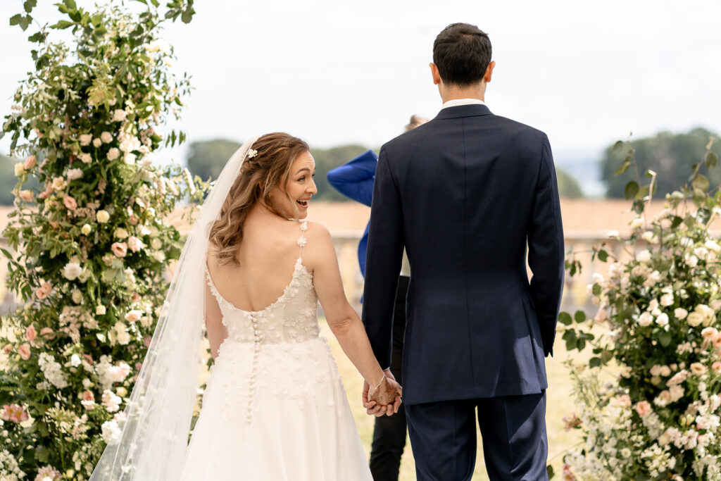Outdoor wedding ceremony at Pylewell Park