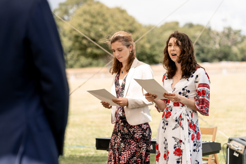 Outdoor wedding ceremony at Pylewell Park
