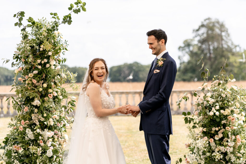 Outdoor wedding ceremony at Pylewell Park