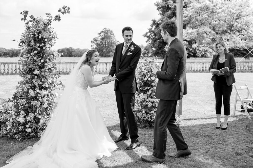 Outdoor wedding ceremony at Pylewell Park