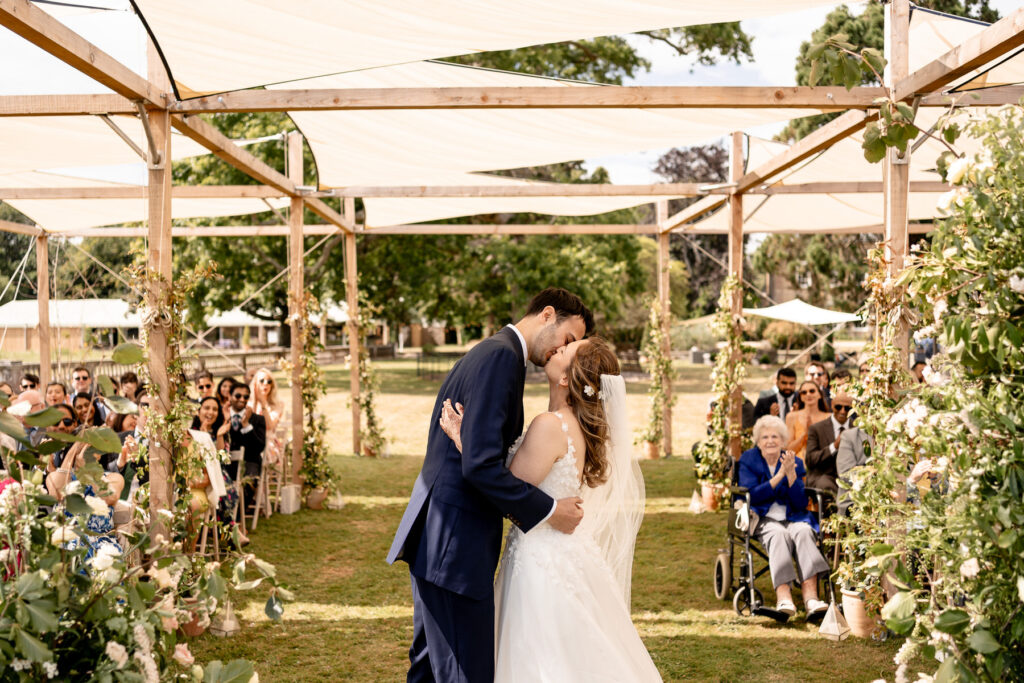 Outdoor wedding ceremony at Pylewell Park