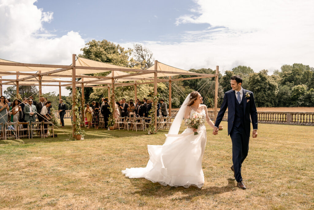 Outdoor wedding ceremony at Pylewell Park